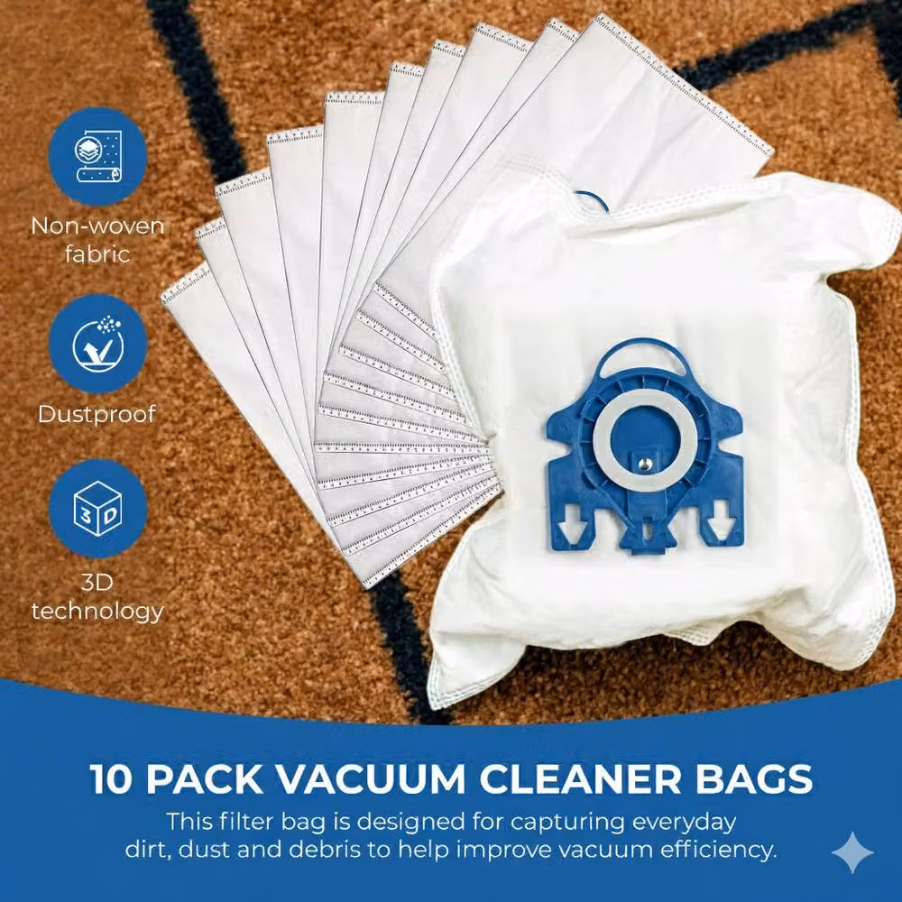 Tanness 10 Pack Vacuum Cleaner Bags with 3D Technology in White – 2