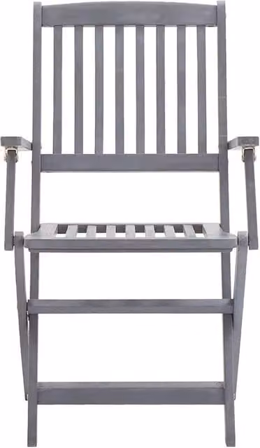 Berkfield Home Set of 4 Durable Folding Outdoor Chairs in Grey Solid Acacia Wood – 1