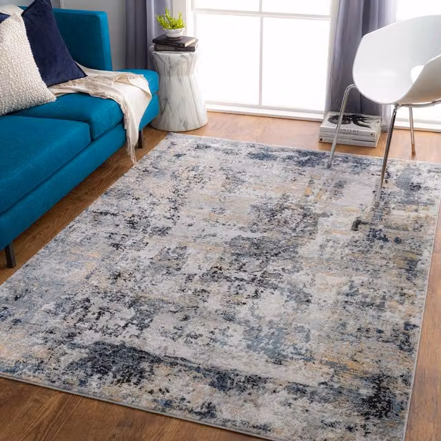 Livabliss Jolie Abstract Modern Marble Rug in Blue, Grey, Beige and Black, W: 160 cm, D: 220 cm