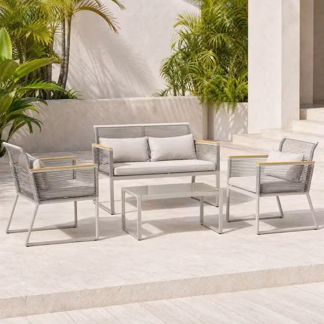 STILVORA 4-Piece Modern Sofa Set with Metal Frame in Grey – 1