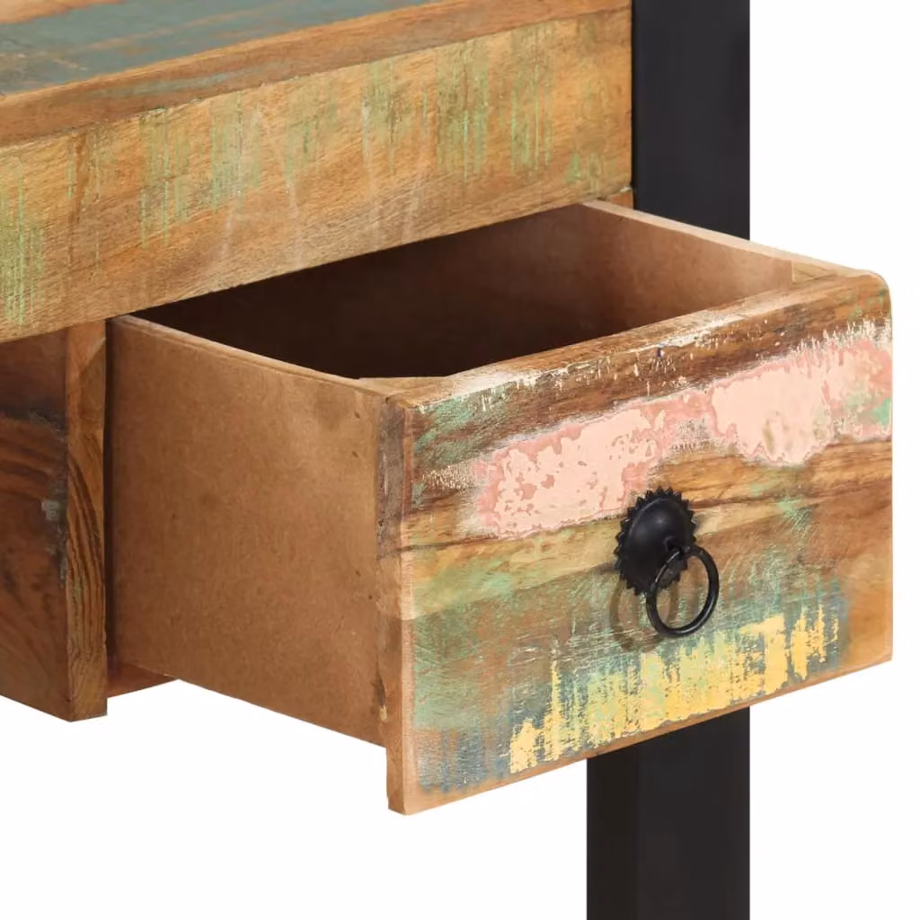Berkfield Home Retro Writing Desk in Multicolour Solid Reclaimed Wood and Metal – 3