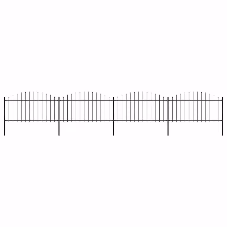 Berkfield Home Durable Steel Spear Top Garden Fence, Black, W/H: 6.8 x 1.5 m
