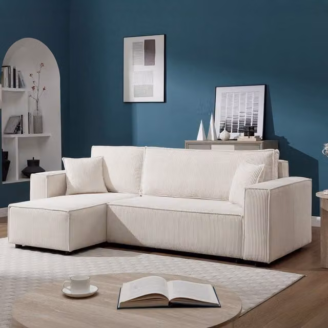 Artemis Home Hanna Reversible L-Shape Corner Sofa Bed in White