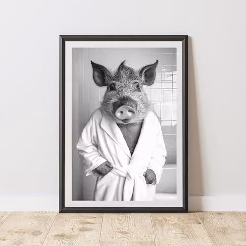 60 Second Makeover Wild Boar Bathrobe Animal Print Paper Poster, A4