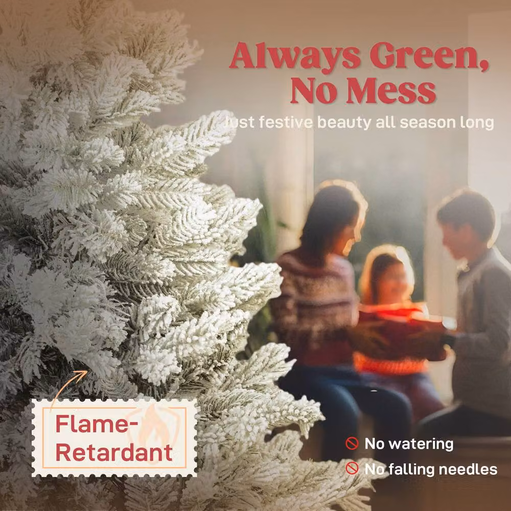 STILVORA Artificial Snow Flocked Christmas Tree in Green – 4