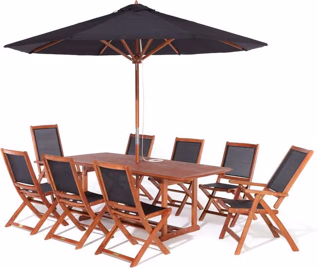 Rowlinson Bali Eight Seater Extendable Hardwood Dining Set in Brown