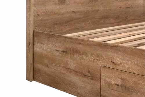 Birlea Stockwell Bed in Rustic Oak Effect with Drawers, Brown and Black, W/D/H: 150 x 200 x 104 cm – 5