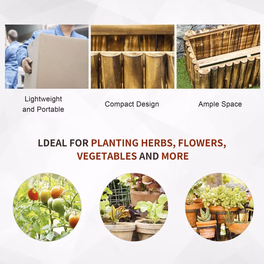 OUTSUNNY Wooden Raised Flower Bed Rectangular Planter in Natural Brown, W: 121.92 cm, D: 38.5 cm – 3