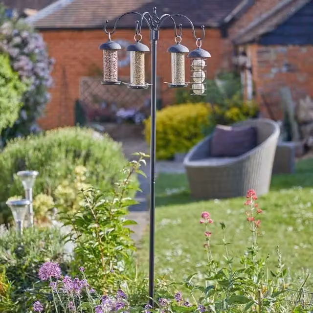 Garden Mile Quartet Bird and Wildlife Feeding Station in Black Metal