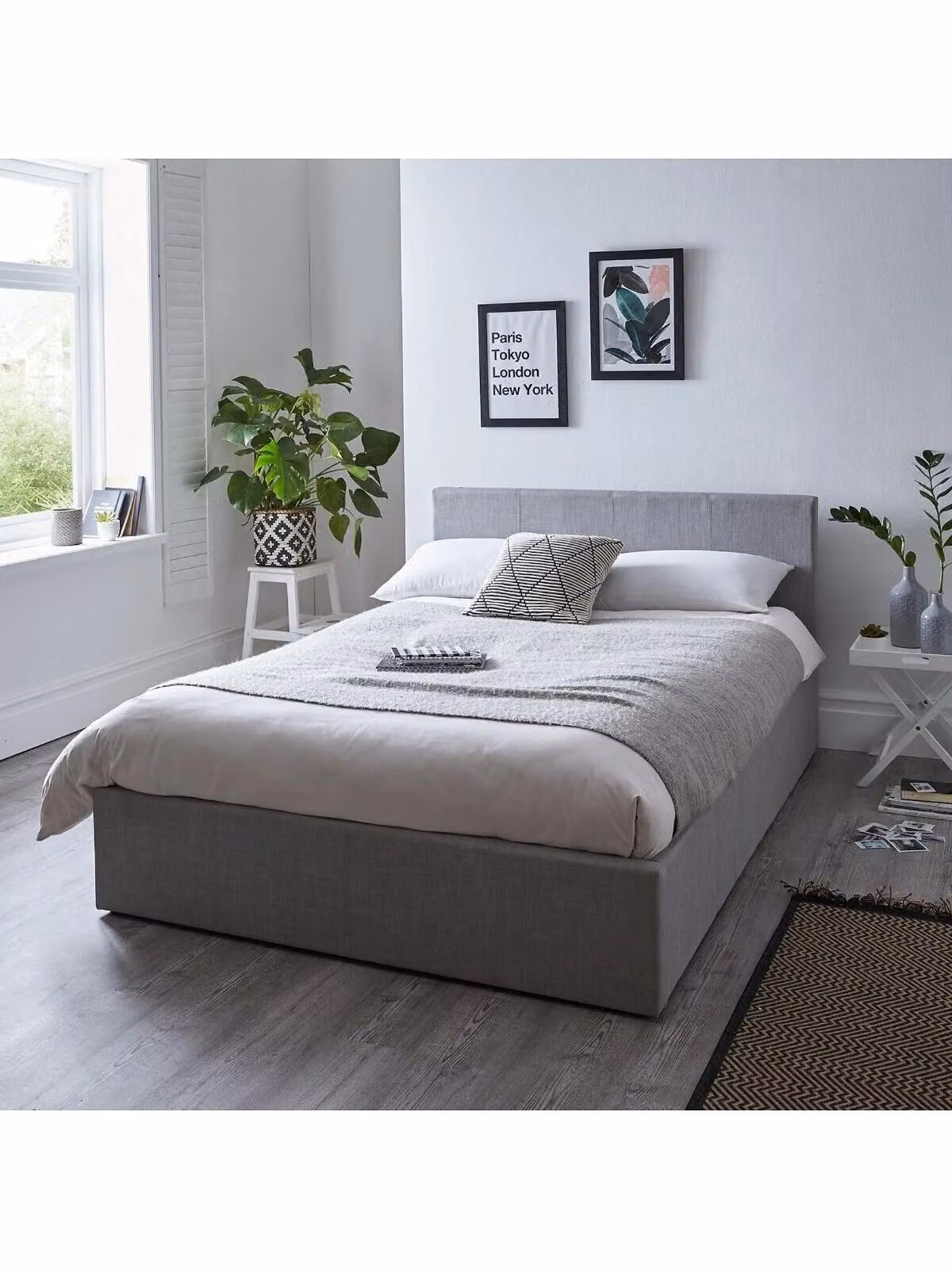Alexis Upholstered Fabric Ottoman Storage King Size Bed in Grey