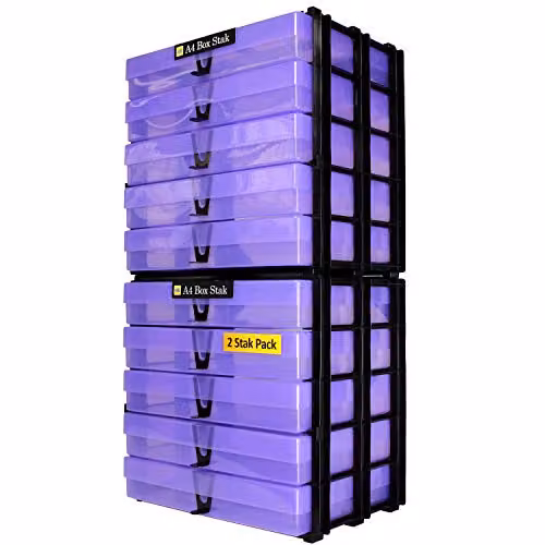 WestonBoxes A4 Craft Storage Unit with 5 Plastic Boxes in Purple – 2