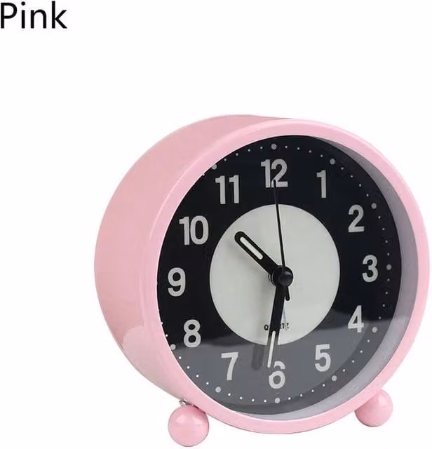 PAWNORA Pink Silent Quartz Digital Alarm Clock with Illuminated Large Display, W/D/H: 100 x 100 x 100 cm