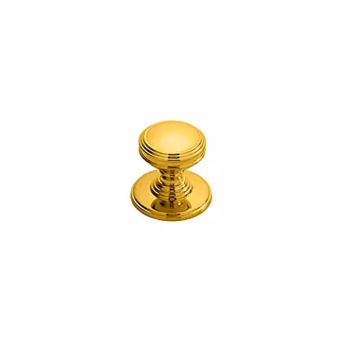 Loops 4 Pack Ringed Tiered Cupboard Door Knob in Polished Brass, 25mm Diameter