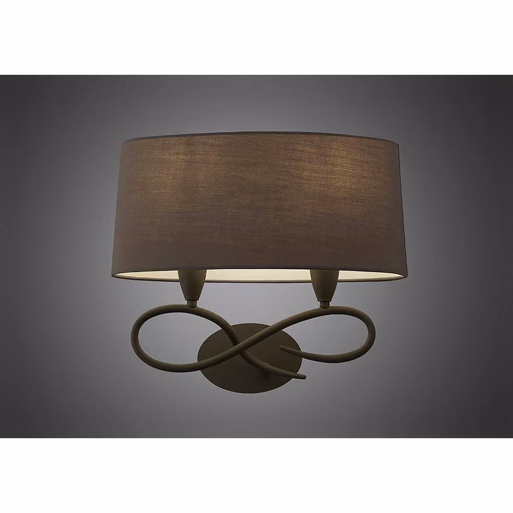 Netlighting Lua 2-Light Wall Lamp with Ash Grey Fabric Shades and E27 Sockets – 2