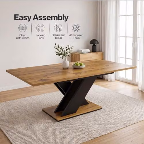 Levede Scandinavian Extendable Dining Table in Brown and Black, Rectangular Wood Table with Butterfly Leaf, W/D/H: 120 x 80 x 75 cm – 7