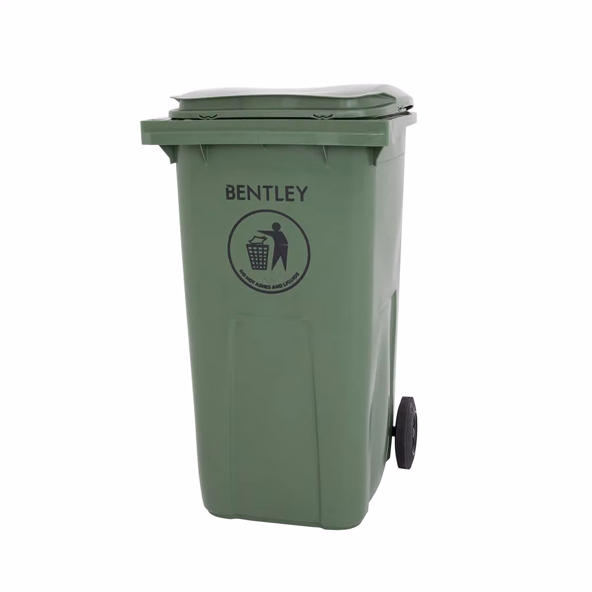 Charles Bentley 240 Litre Green Plastic Wheelie Bin with Flip Lid, H 99 x W 73 x D 58.5 cm – 3