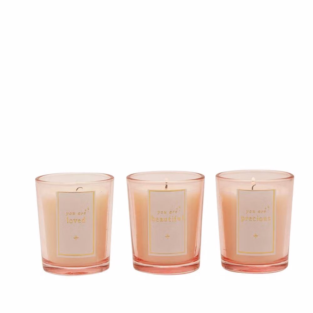 Bambino by Juliana Lovely Mum Mini Votive Candle Set in Light Pink – 3