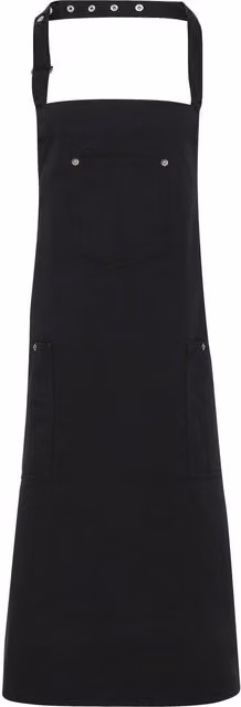 Premier Black Cotton Chino Bib Apron