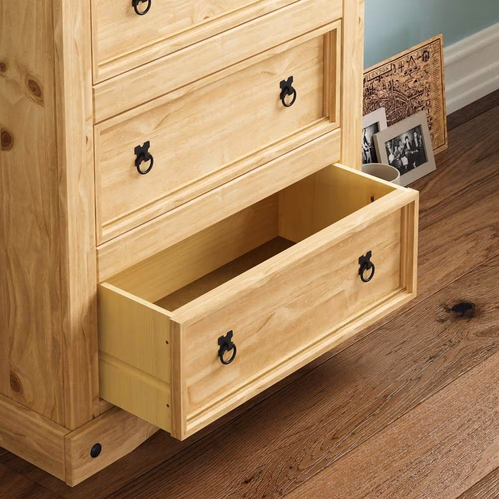 HD Designs Corona 4 Drawer Chest of Drawers in Brown Solid Wood – 3