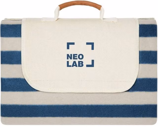Vinga Alba RPET Striped Picnic Blanket in Blue, W/D/H: 110 x 110 x 0.5 cm
