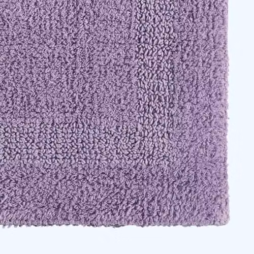 Homescapes Luxury 2 Piece Cotton Bath Mat and Toilet Mat Set in Purple – 2