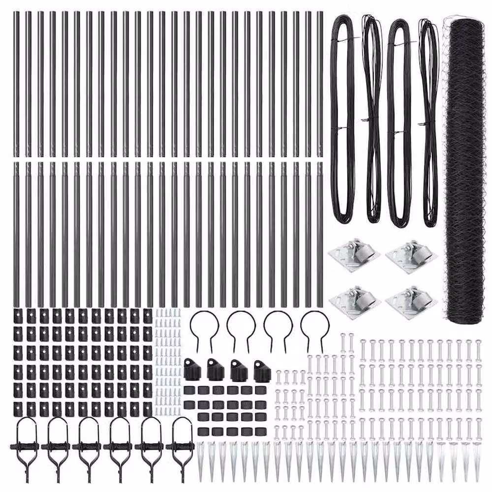 Berkfield Home Grey Powder-Coated Steel Hexagon Fence, H: 120 cm x L: 50 m – 4