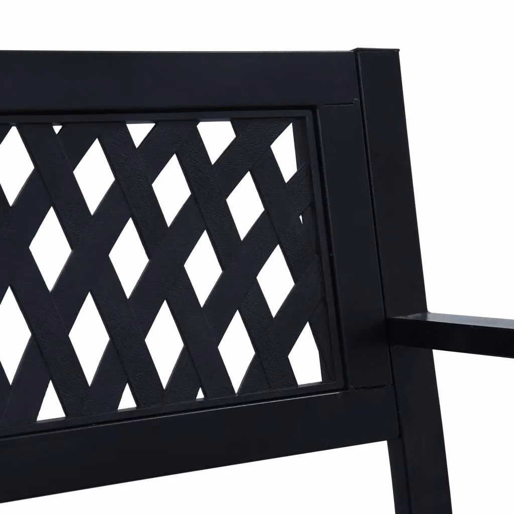 Berkfield Home Geometric Garden Bench in Black Steel and Plastic, Width: 120 cm – 3