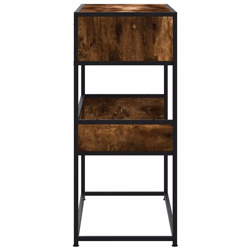 Berkfield Home Smoked Oak Console Table in Brown, W/D/H: 90 x 35 x 80 cm – 4
