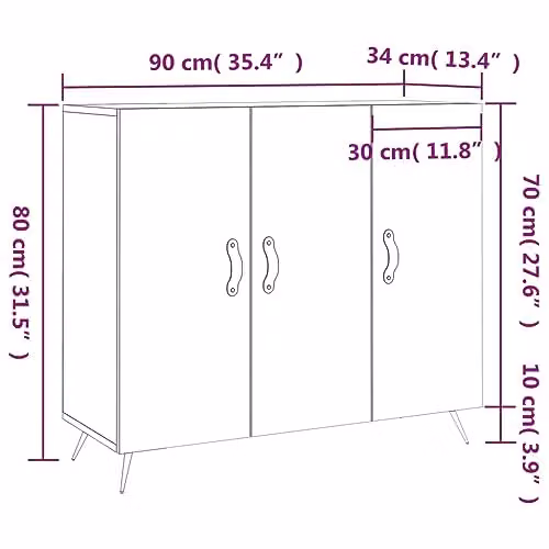 vidaXL Modern Sideboard in Brown, W/D/H: 90 x 34 x 80 cm – 3