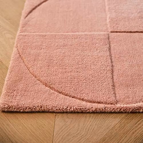e-Rugs Penny Geometric Modern Wool Rug in Pink, W: 160 cm, L: 230 cm – 3