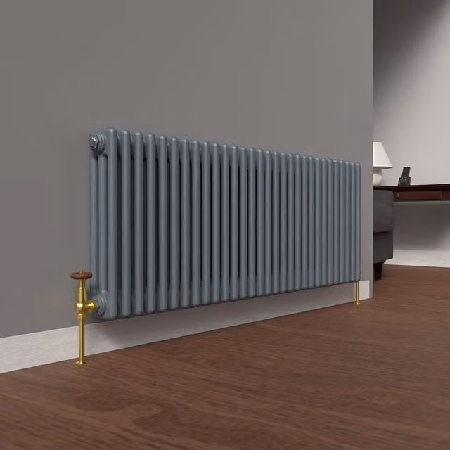 Lux Heat Horizontal 3 Column Steel Radiator in Grey, W: 137 cm, H: 50 cm