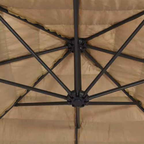vidaXL Garden Parasol with LEDs, Steel Pole and Polyester Canopy, Brown, W: 288 cm, D: 288 cm, H: 225 cm – 4