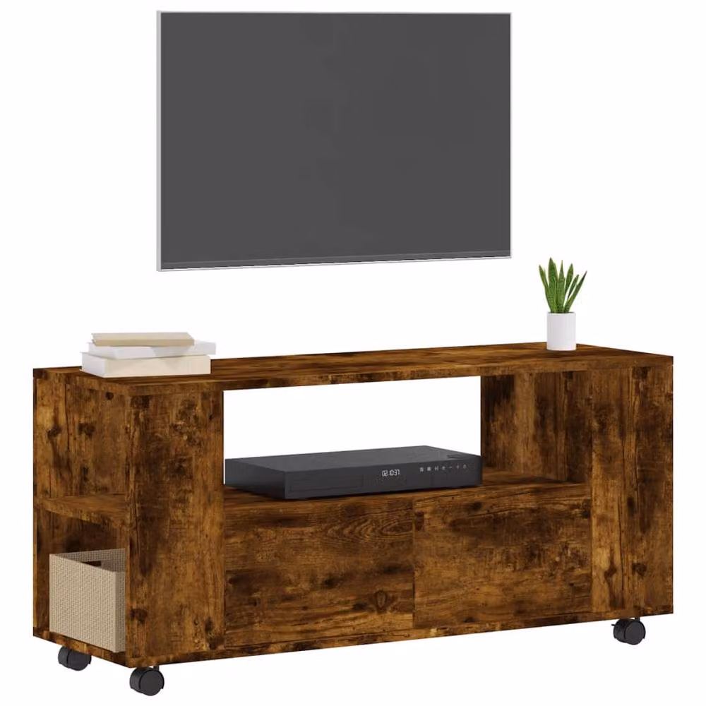 Berkfield Home Smoked Oak TV Cabinet in Brown, W/D/H: 102 x 34.5 x 43 cm – 3