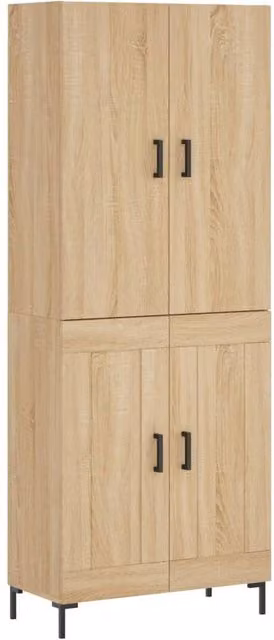 Berkfield Home Sonoma Oak Highboard in Beige, W/D/H: 69.5 x 34 x 180 cm