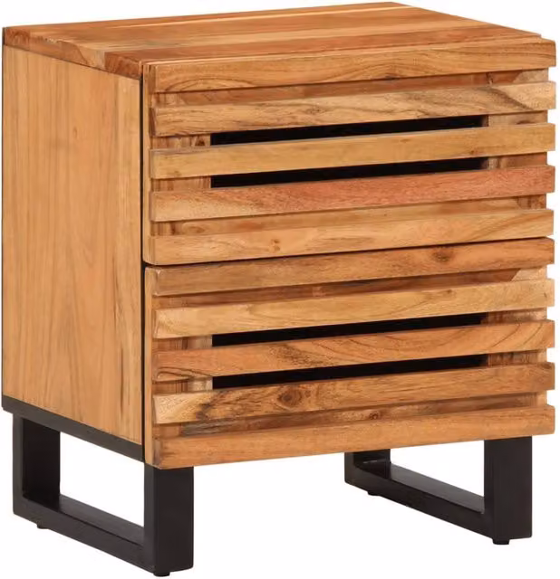 Berkfield Home Set of 2 Acacia Wood Bedside Cabinets in Brown, W/D/H: 40 x 34 x 46 cm
