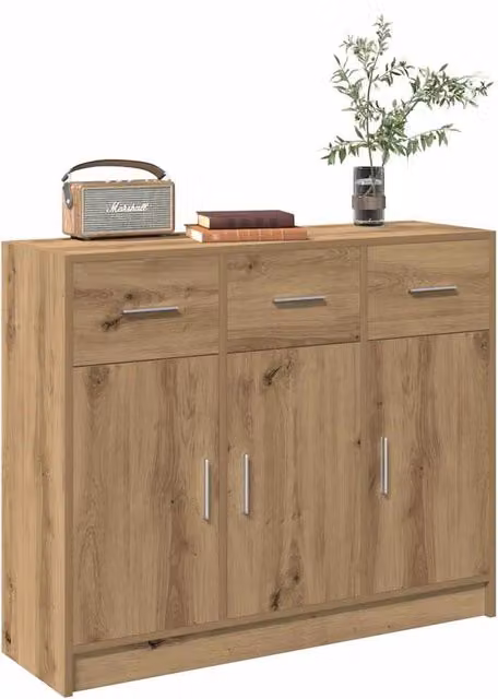 Berkfield Home Artisan Oak Sideboard in Brown, W/D/H: 91 x 28 x 75 cm – 1