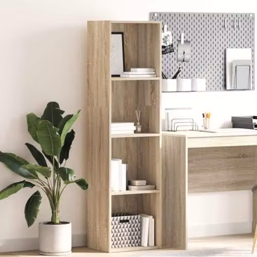 vidaXL Modern Bookcase in Sonoma Oak, Brown Engineered Wood, W: 40 cm, D: 30 cm, H: 152 cm – 2