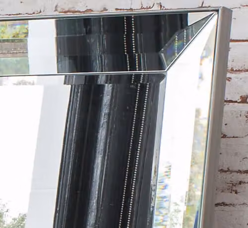 Agenzia 14 Large Venetian Art Deco Glass Framed Wall Mirror in Silver, W: 109 cm, H: 79 cm – 2
