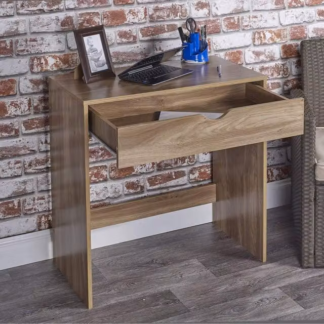 URBNLIVING Multi-Functional Oak Wood Dressing Table and Computer Desk with 1 Drawer