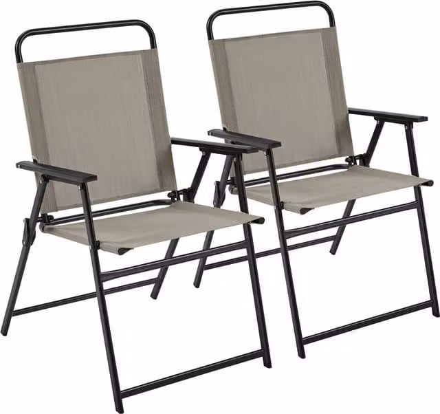 Yaheetech Modern Brown Folding Dining Chair Set with Armrests for Garden and Terrace