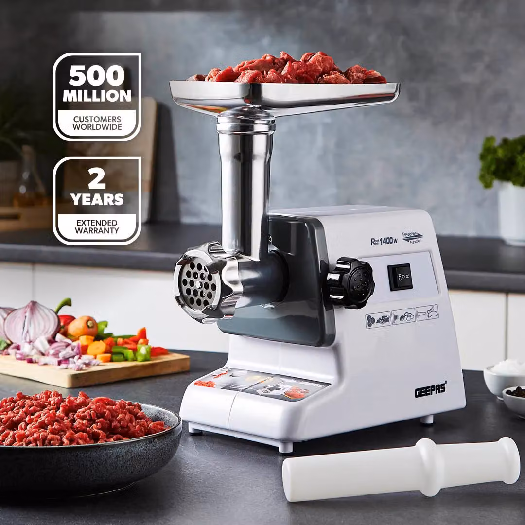 Geepas 1400W Electric Meat Grinder and Sausage Stuffer in White – 2