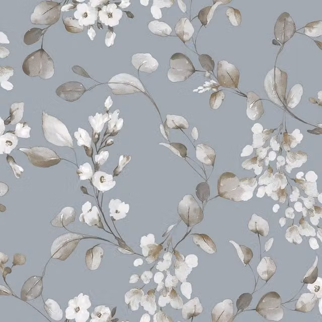 Rasch Rosalie Blue Floral Botanical Matt Paper Wallpaper – 1