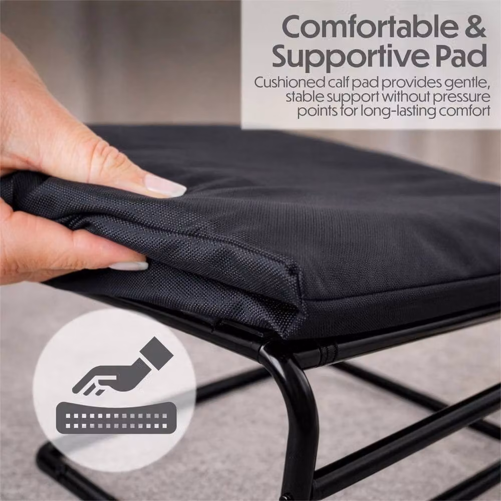 EONLION Padded Black Fabric Footstool with Metal Frame for Leg Elevation and Comfort – 5