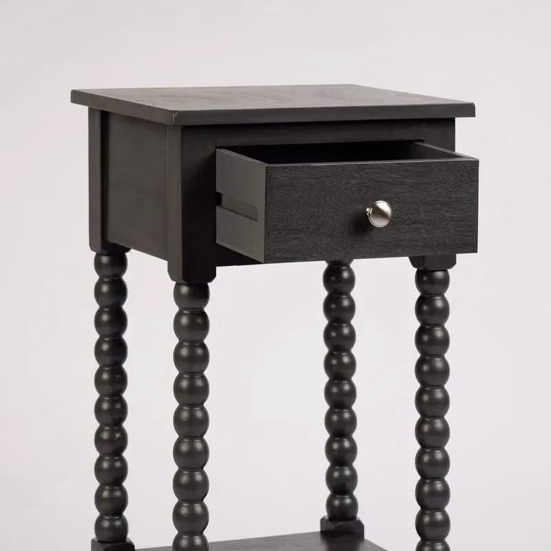 Scottish Everlastings Ltd Grey Bobbin Side Table, W/D/H: 35.5 x 30.0 x 66.0 cm – 3