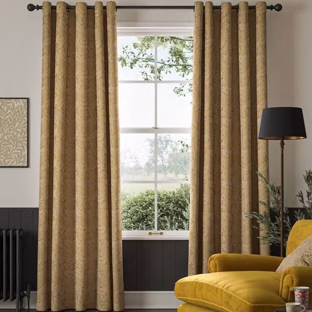 William Morris At Home Larkspur Floral Blackout Made to Measure Curtain, Yellow