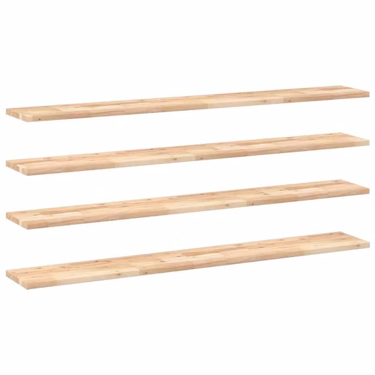 Berkfield Home Set of 4 Rustic Untreated Solid Acacia Wood Floating Shelves, Brown, W/D/H: 120 x 20 x 2 cm