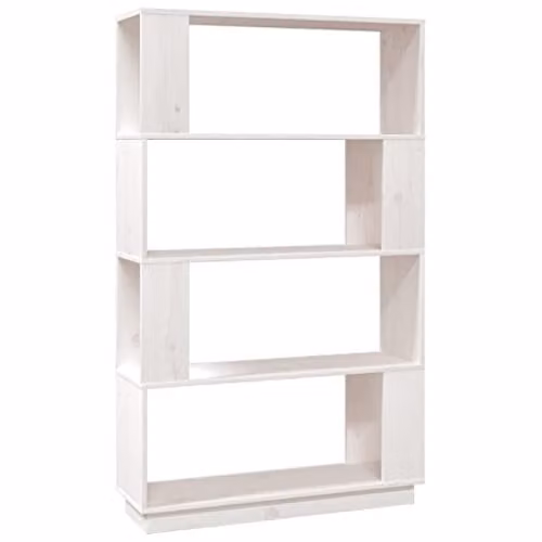 vidaXL White Solid Wood Pine Book Cabinet and Room Divider, W: 80 cm, D: 25 cm, H: 132 cm