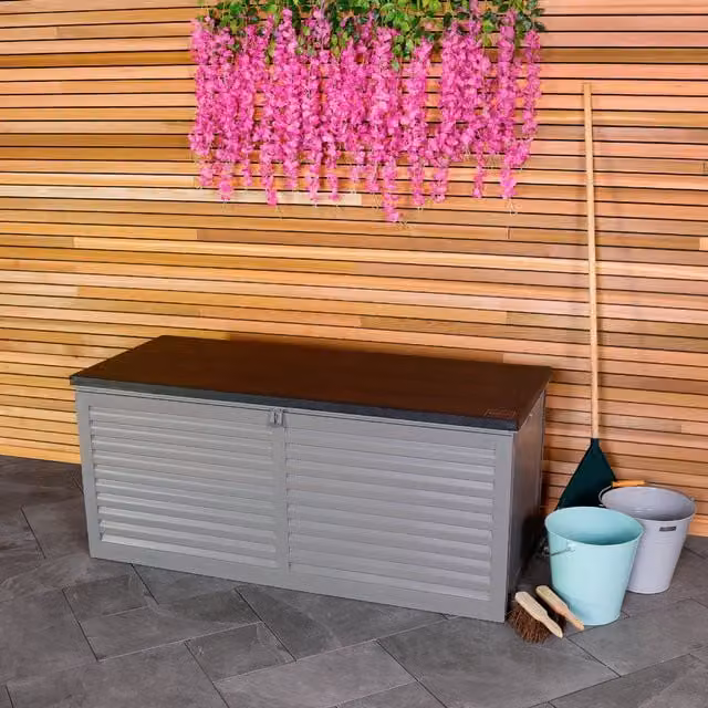 Charles Bentley Outdoor Garden Plastic Storage Box in Light Grey, Width: 61 cm – 4