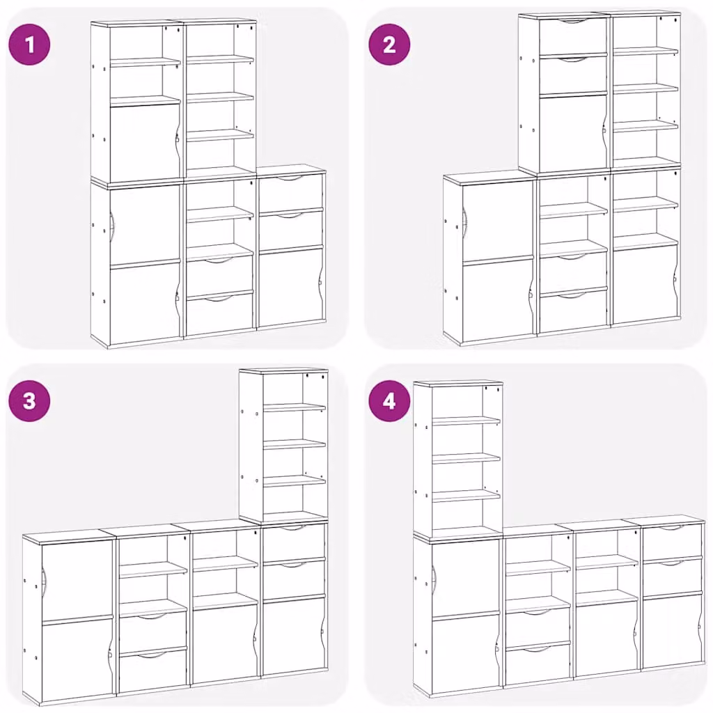 Berkfield Home ODDA Side Cabinets, 5 Piece Set, Solid Wood Pine, Brown, W/D/H: 40 x 24 x 79 cm – 3