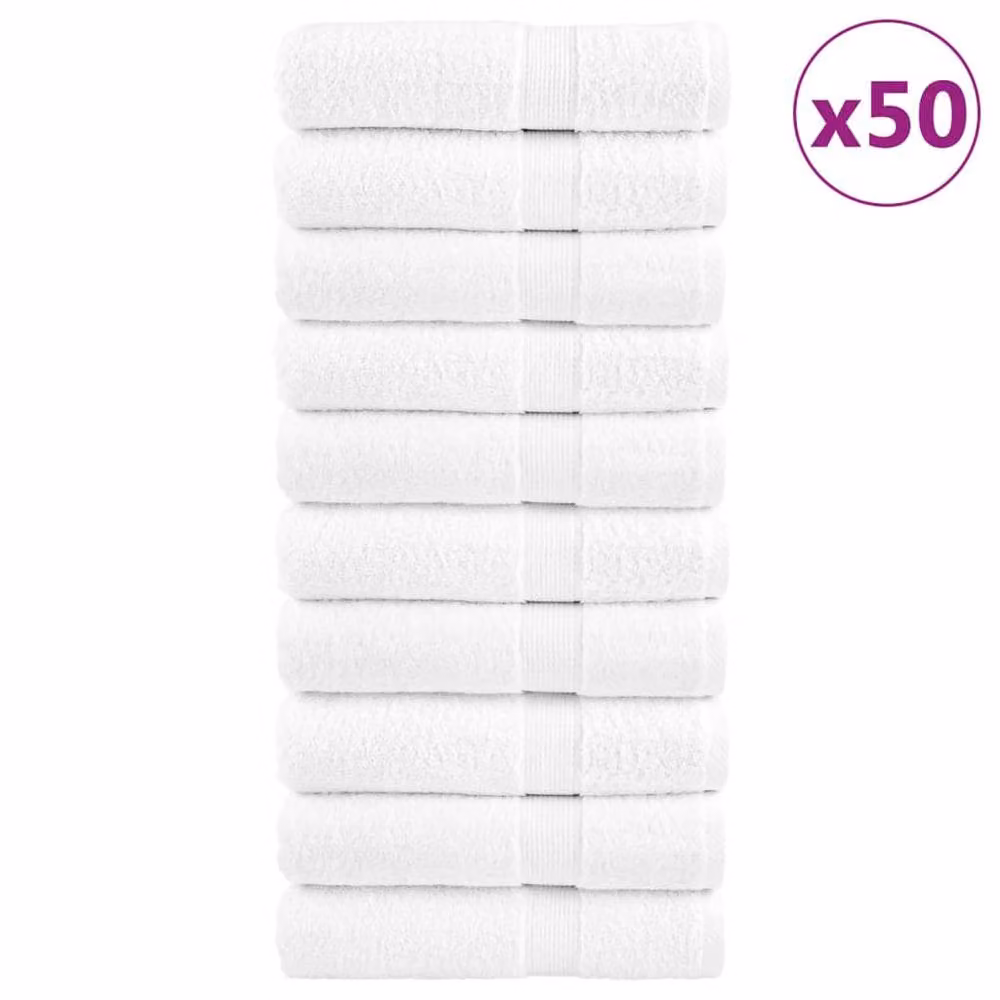 Berkfield Home SOLUND Premium Cotton Terry Hand Towels, White, 50 x 100 cm, 600gsm, 50 Pieces – 2